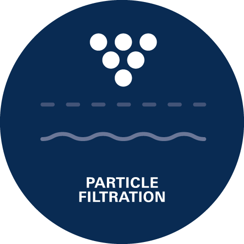 Particle filtration - The filter removes particles (e.g. sand) that might stay in water pipes and could influence water quality.